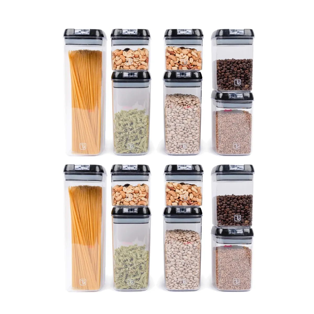 SIMPLIT - Pack 14 Contenedores Herméticos Plástico Negro Simplit