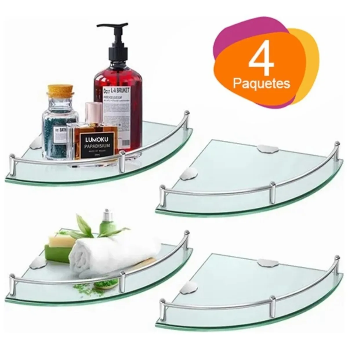 U BUY - Ducha Organizador Repisas Esquineras De Vidrio Estante 4 Uds