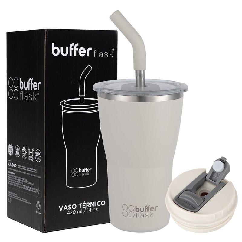 BUFFER FLASK - Termo Cafe Mug Buffer Vaso Termico 420ml Sellable - Crema