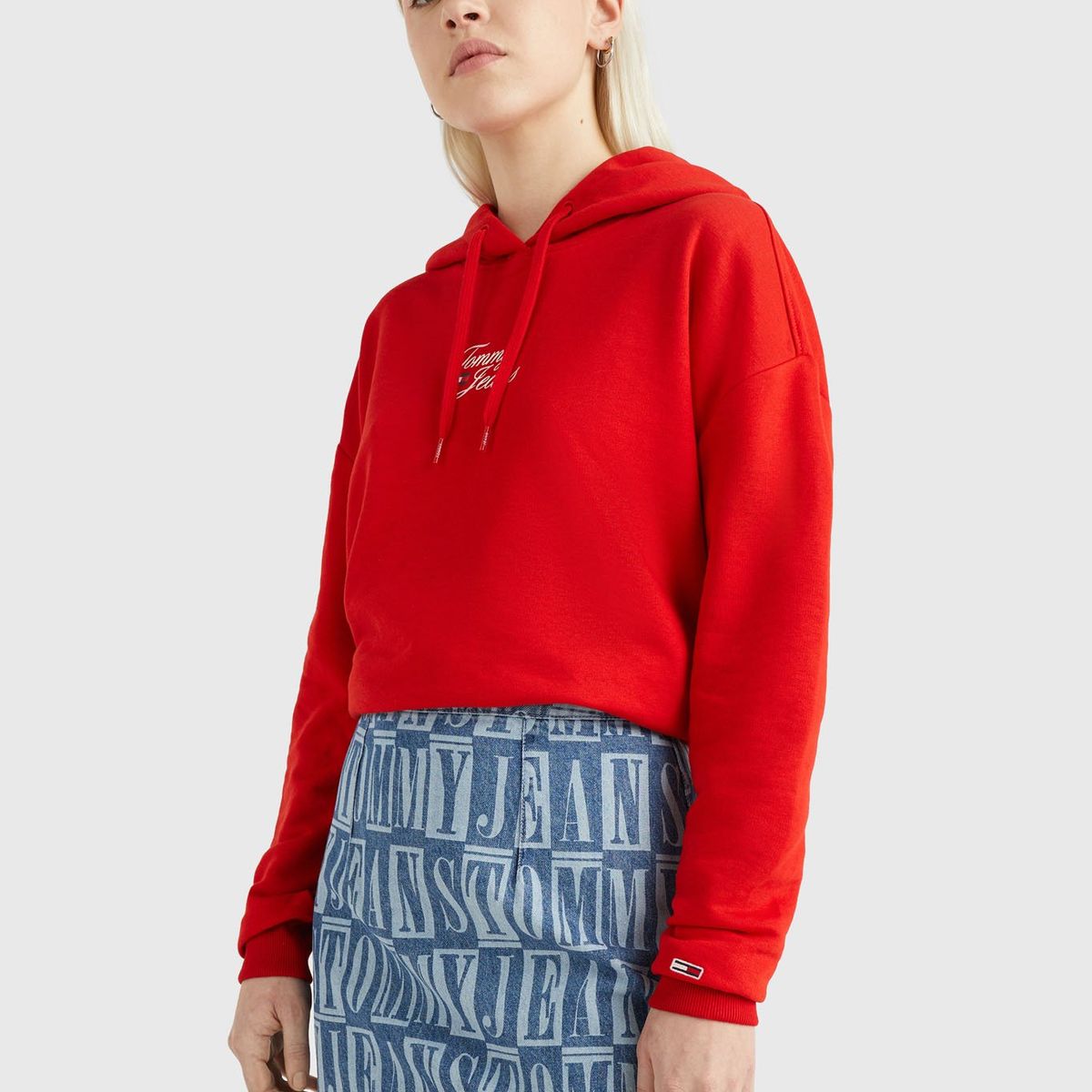 TOMMY HILFIGER - Polerón Hoodie Essential Rojo Tommy Jeans