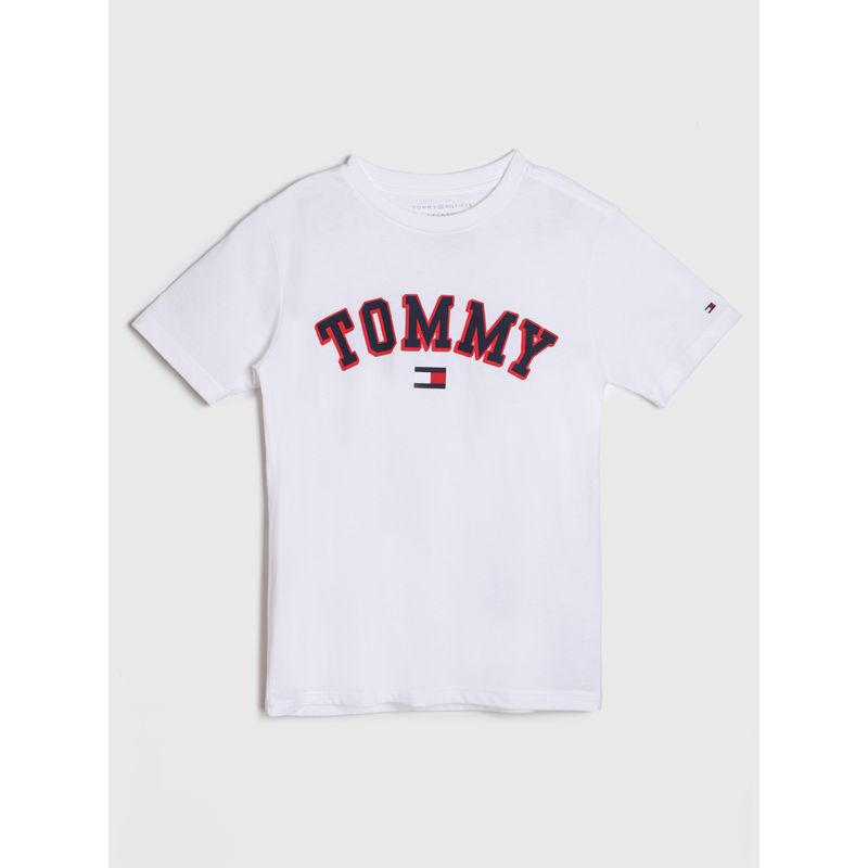 TOMMY HILFIGER - Polera Con Logo Circular Blanco Tommy Hilfiger Niño