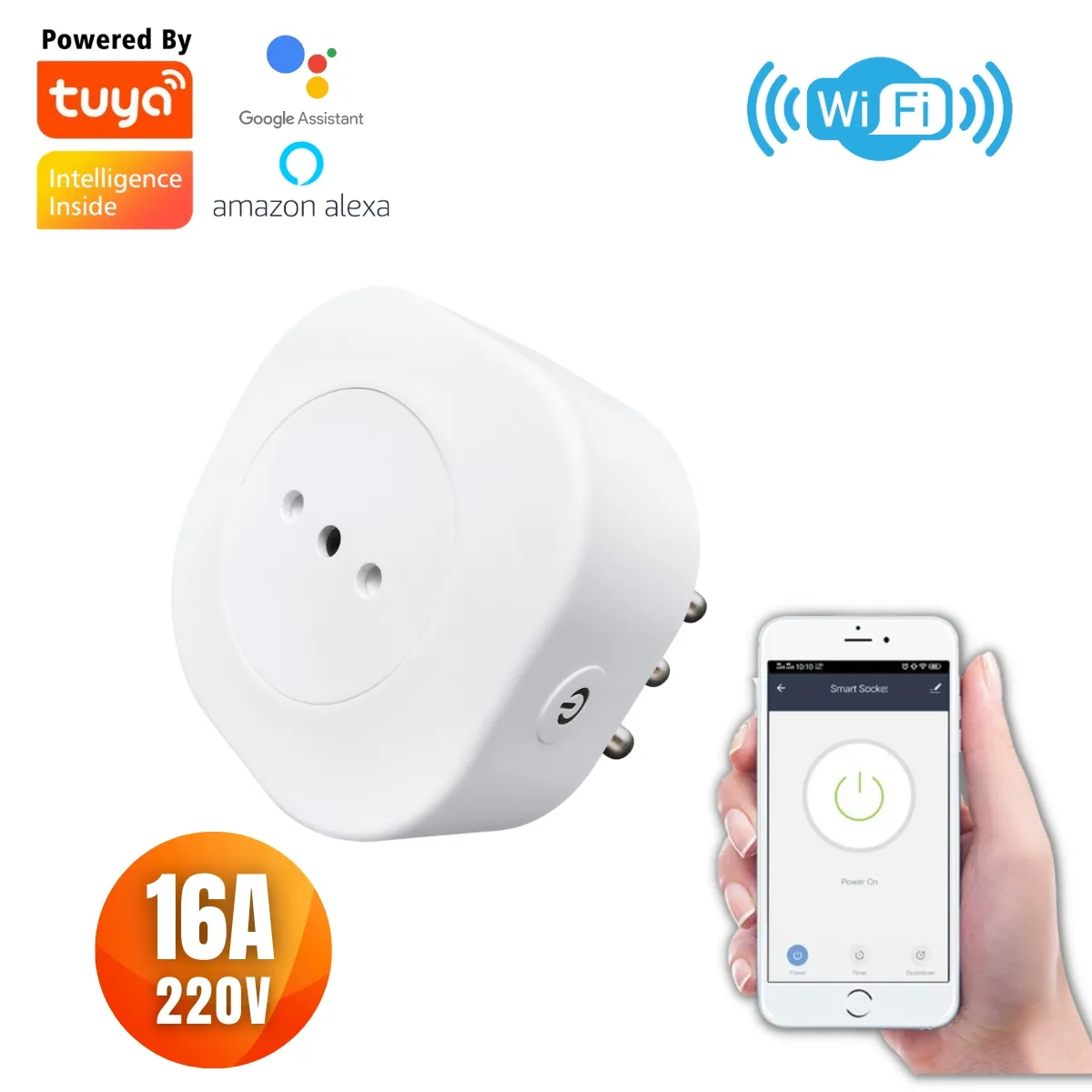 D MOTICA - Enchufe Wifi Inteligente 220V 16A - Con Alexa Y Google Home