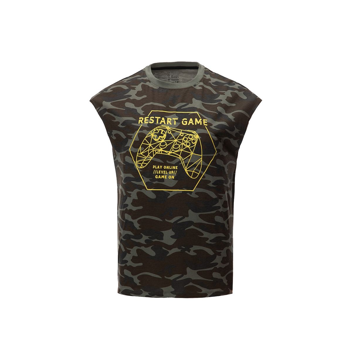 FASHION'S PARK - Polera Niño Militar Calce Ancho Verde Militar Fashion's Park