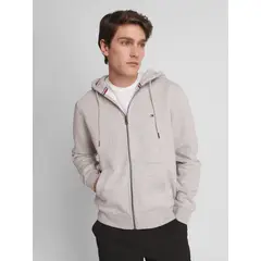 TOMMY HILFIGER - Polerón Hoodie Con Cierre Logo Gris