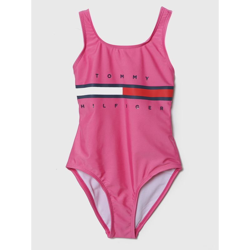 TOMMY HILFIGER - Traje De Baño Con Tirantes Cruzados Rosado Niña Tommy Hilfiger