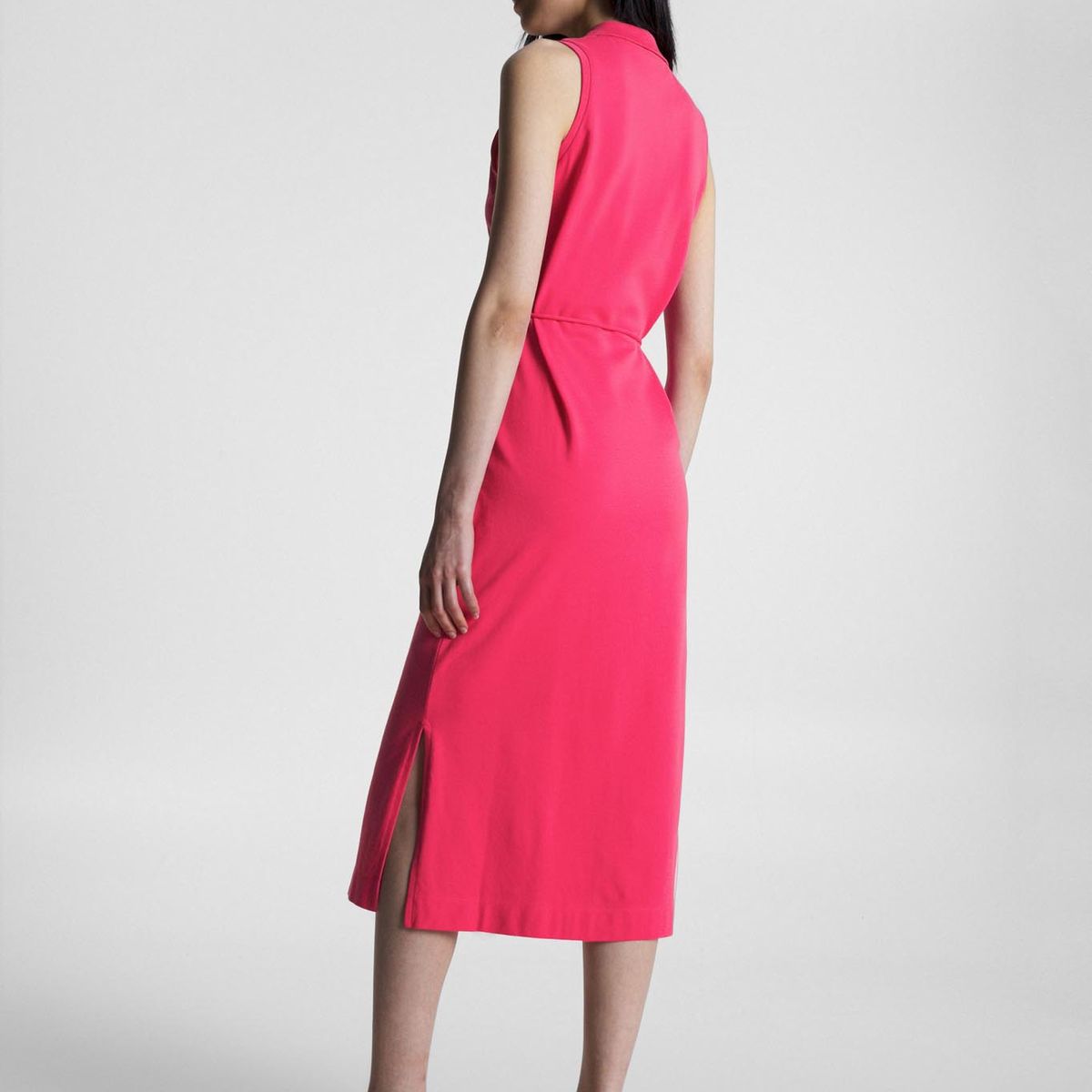 TOMMY HILFIGER - Vestido Midi Polo Sin Mangas Rosado Tommy Hilfiger