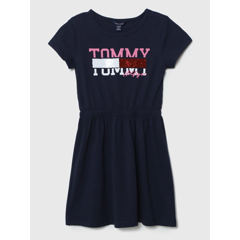 TOMMY HILFIGER - Vestido Con Bandera De Lentejuelas Azul Niña Tommy Hilfiger