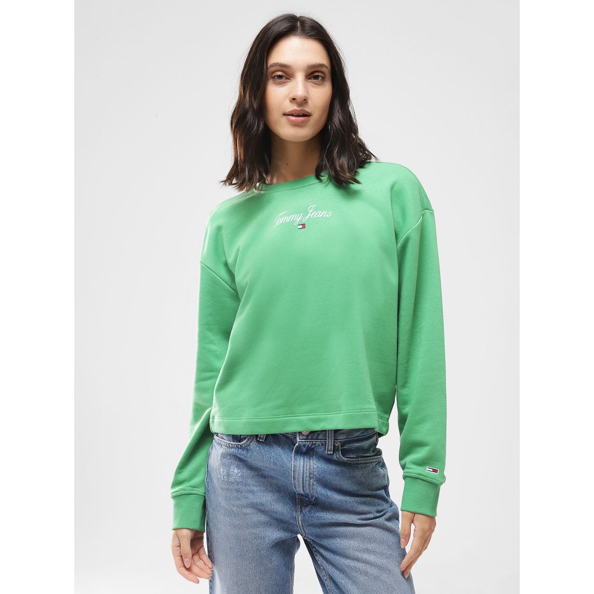 TOMMY HILFIGER - Polerón Relaxed Essential Logo Verde Tommy Jeans