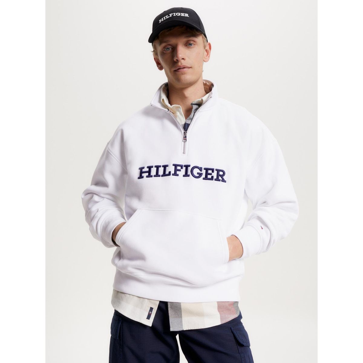 TOMMY HILFIGER - Polerón Con Medio Cierre Monotype Blanco Tommy Hilfiger