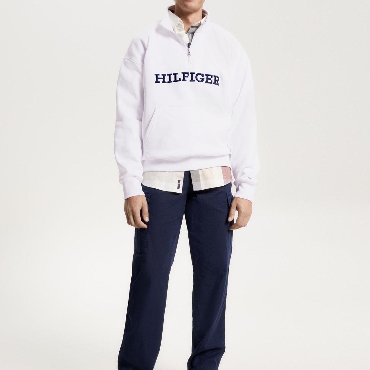TOMMY HILFIGER - Polerón Con Medio Cierre Monotype Blanco Tommy Hilfiger