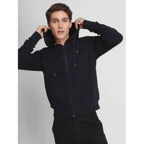 TOMMY HILFIGER - Polerón Hoodie Con Cierre Logo Azul