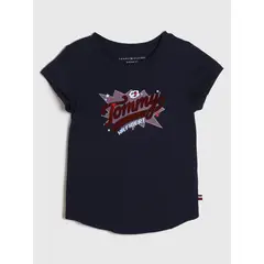 TOMMY HILFIGER - Polera Con Logo De Lentejuelas Azul