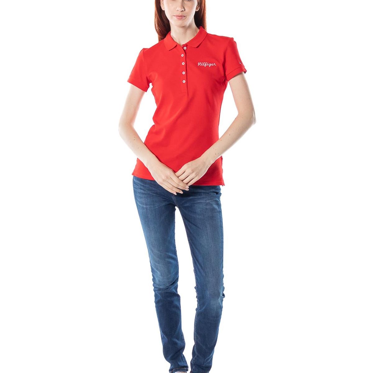 TOMMY HILFIGER - Polo Slim Fit Con Logo Rojo Tommy Hilfiger
