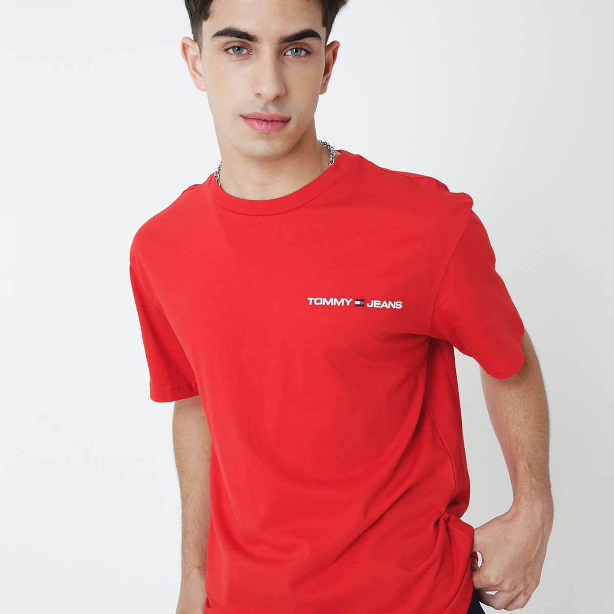 TOMMY HILFIGER - Polera Manga Corta Con Logo Rojo Tommy Jeans