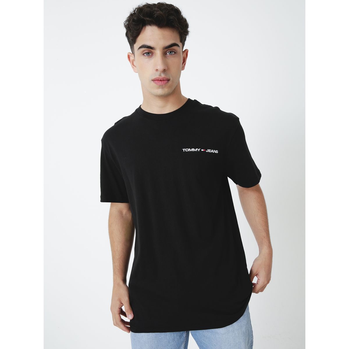TOMMY HILFIGER - Polera Manga Corta Con Logo Negro Tommy Jeans