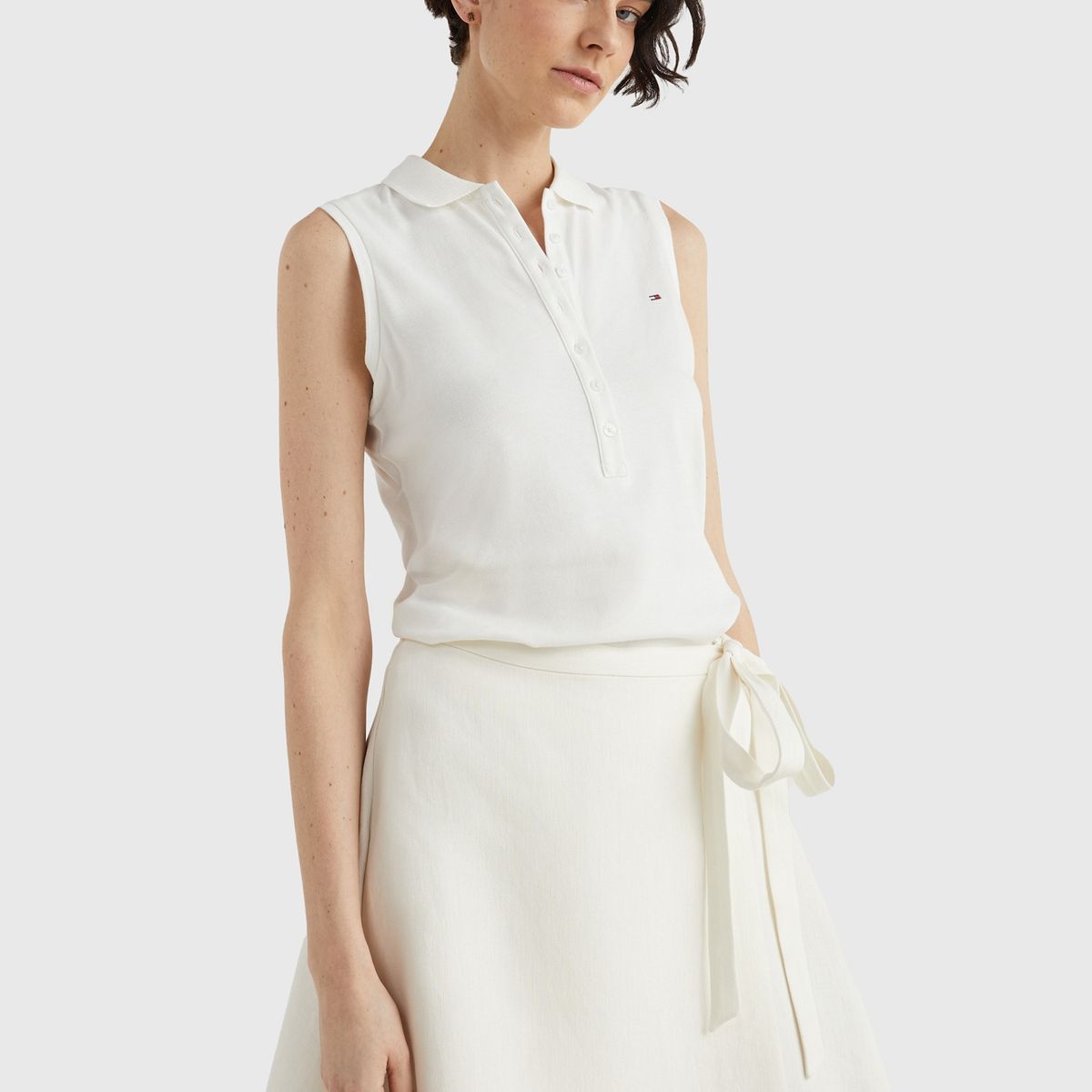 TOMMY HILFIGER - Polo Slim Fit Sin Mangas Blanco Tommy Hilfiger