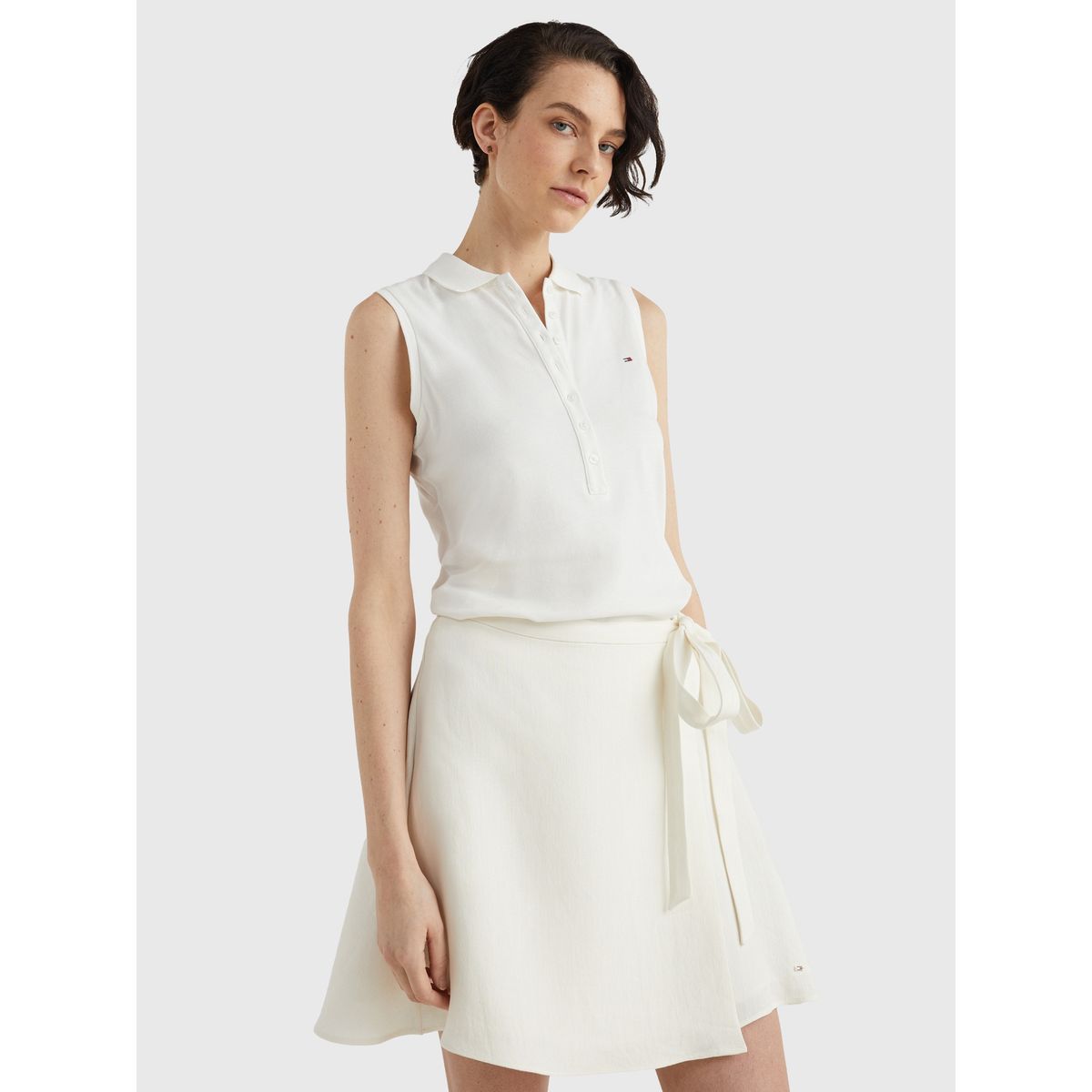 TOMMY HILFIGER - Polo Slim Fit Sin Mangas Blanco Tommy Hilfiger