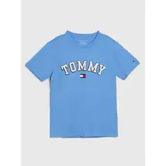 TOMMY HILFIGER - Polera Con Logo Circular Celeste Niño