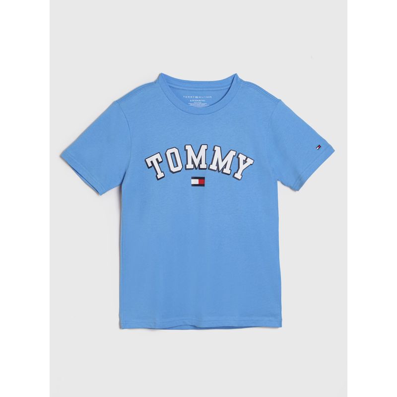 TOMMY HILFIGER - Polera Con Logo Circular Celeste Tommy Hilfiger Niño