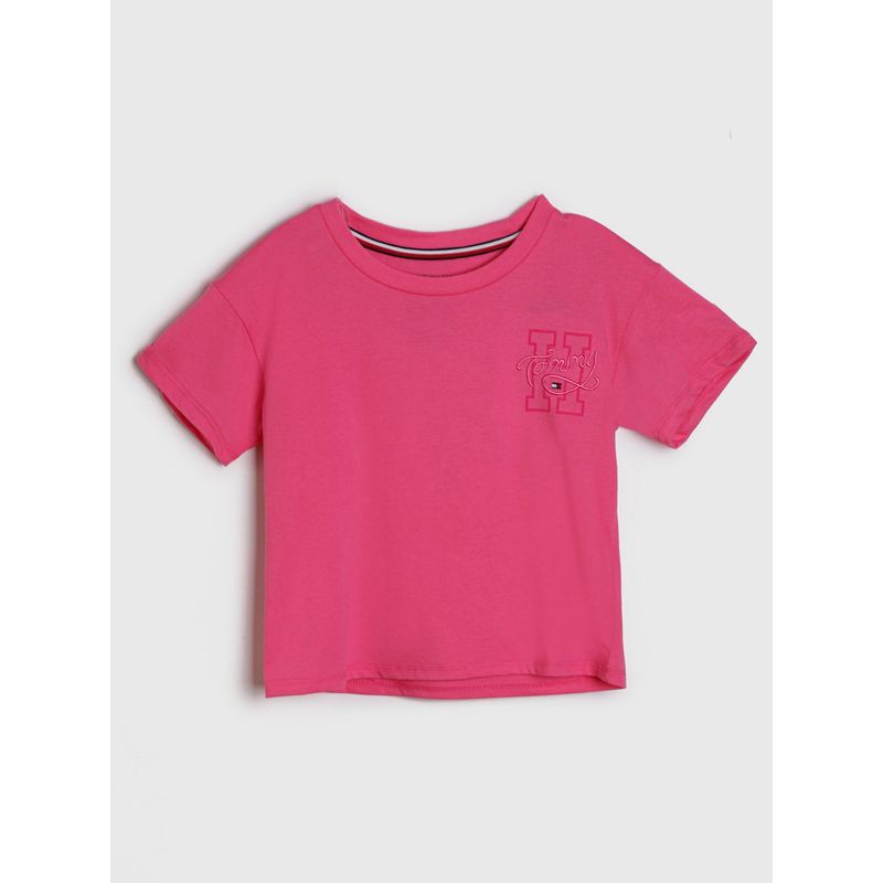 TOMMY HILFIGER - Polera Classic Logo Rosado Niña Tommy Hilfiger