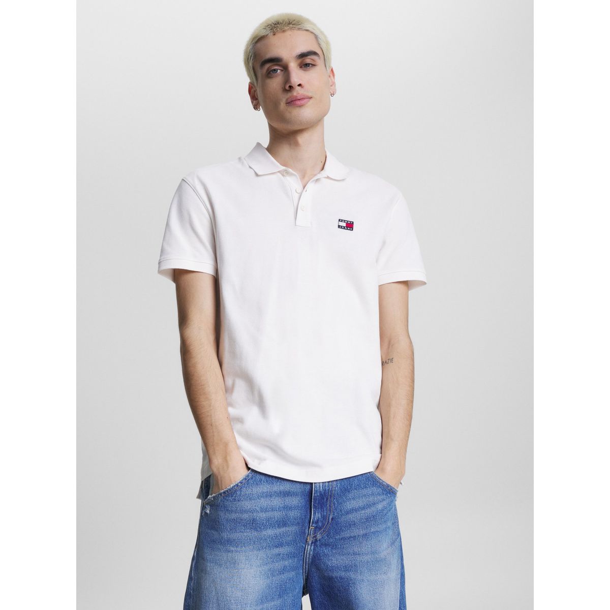 TOMMY HILFIGER - Polo Classic Con Parche Blanco Tommy Jeans