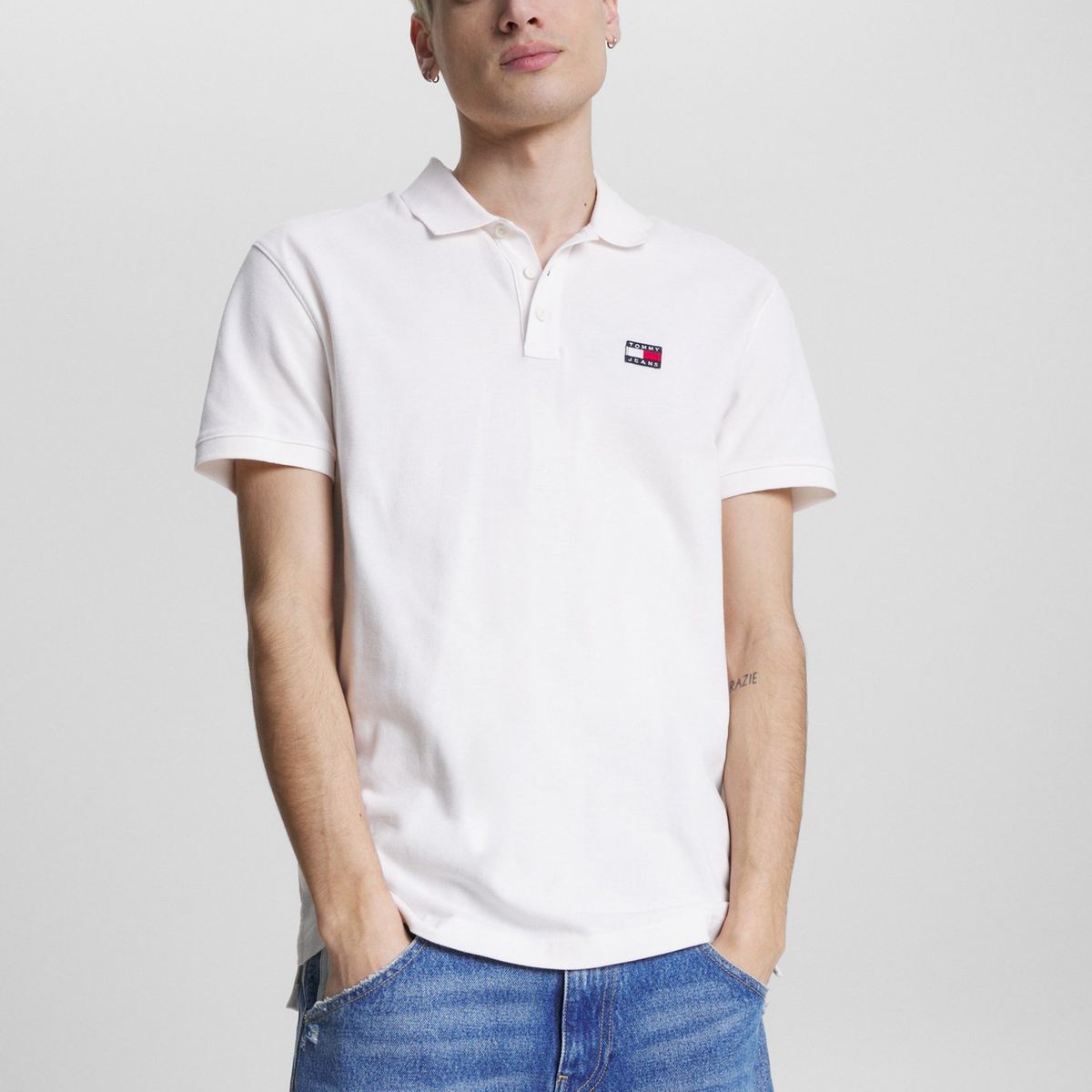 TOMMY HILFIGER - Polo Classic Con Parche Blanco Tommy Jeans