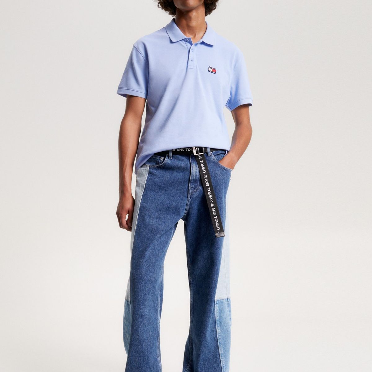 TOMMY HILFIGER - Polo Classic Con Parche Celeste Tommy Jeans