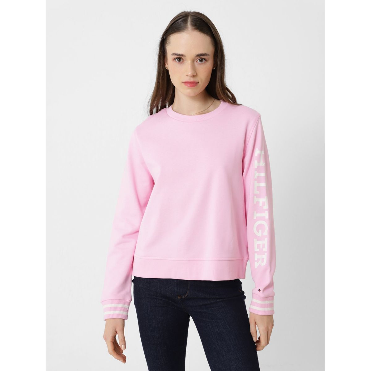 TOMMY HILFIGER - Polerón C-Neck Logo Impreso En La Manga Rosado Tommy Hilfiger