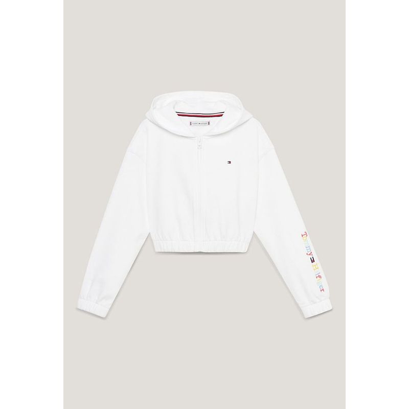 TOMMY HILFIGER - Polerón Hoodie Con Logo Blanco Niña Tommy Hilfiger