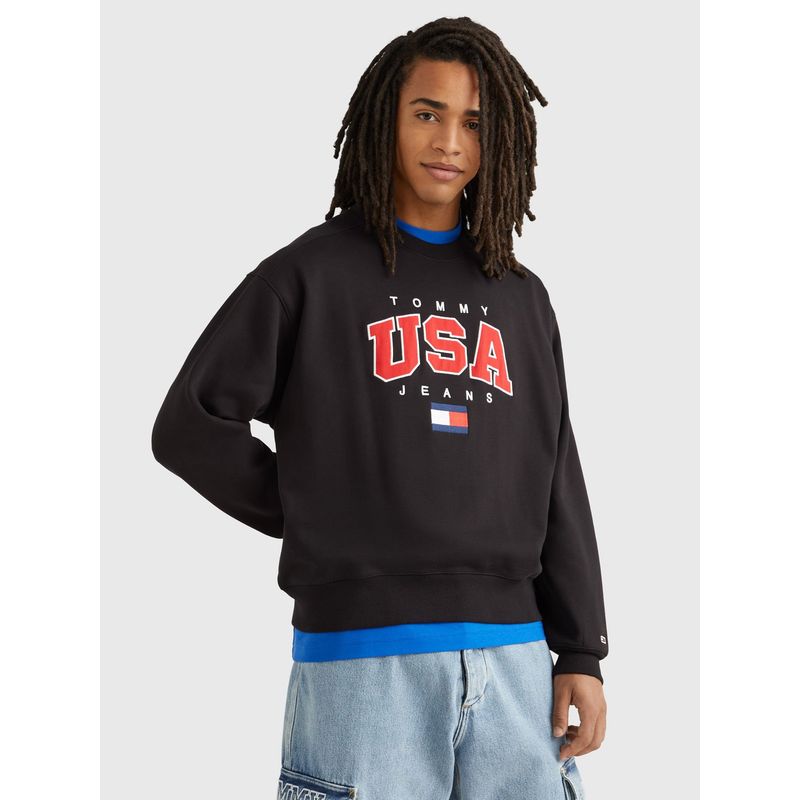 TOMMY HILFIGER - Polerón Relaxed Modern Con Logo Negro Tommy Jeans