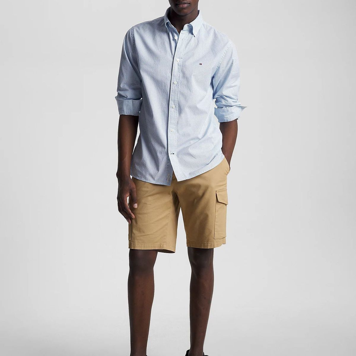 TOMMY HILFIGER - Camisa Microestampado De Puntos Celeste Tommy Hilfiger