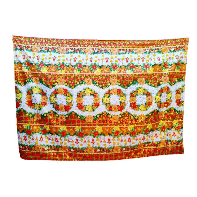 GENERICO - MANTEL DE TELA MESA LARGA NAVIDAD DISEÑO TOP CORONA DORADA