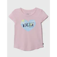 TOMMY HILFIGER - Polera Con Logo Heart Rosado Niña
