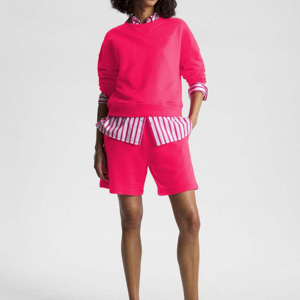 TOMMY HILFIGER - Polerón Con Logo Minimalista Rosado Tommy Hilfiger