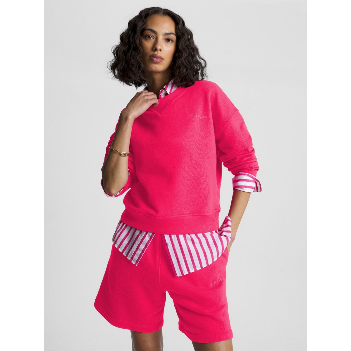 TOMMY HILFIGER - Polerón Con Logo Minimalista Rosado Tommy Hilfiger