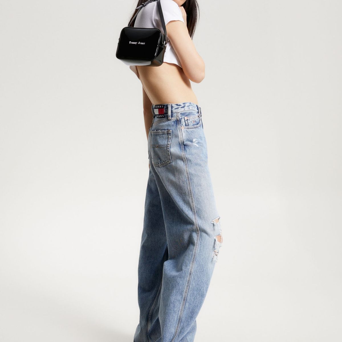 TOMMY HILFIGER - Bandolera Con Acabado De Charol Negro Tommy Hilfiger