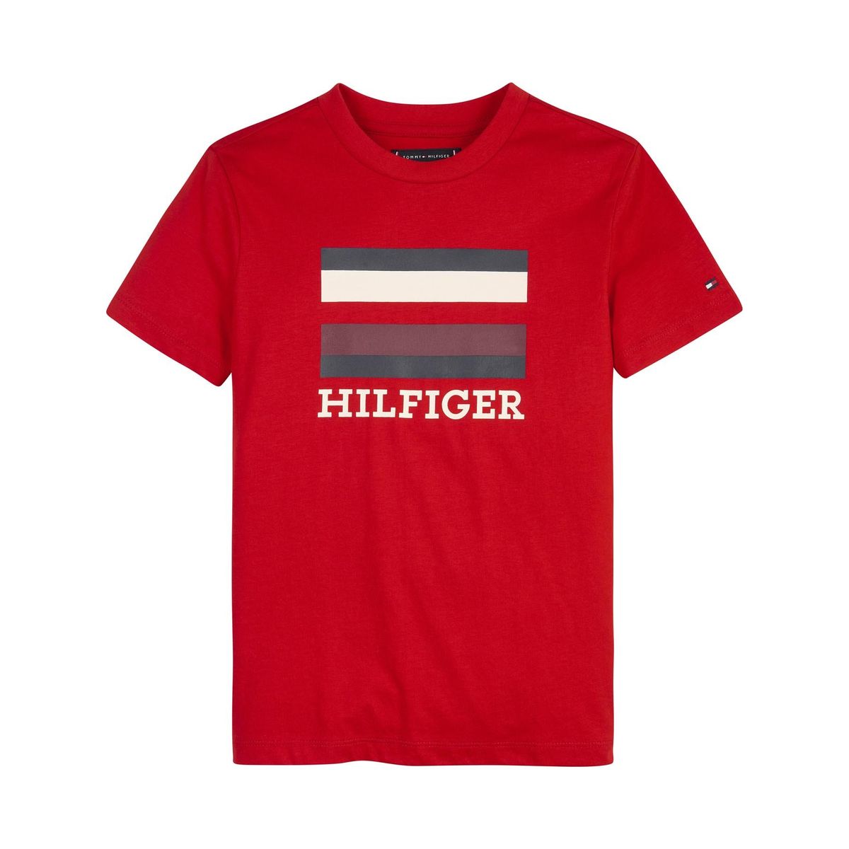 TOMMY HILFIGER - Polera Stripe Box Logo Rojo Tommy Hilfiger Niño