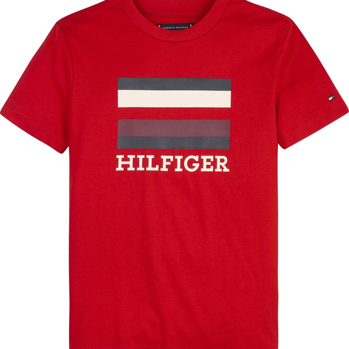 TOMMY HILFIGER - Polera Stripe Box Logo Rojo Tommy Hilfiger Niño