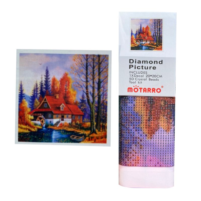 GENERICO - Pintura con diamantes - Casa otoño 20X20