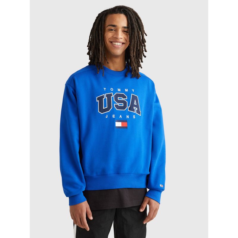 TOMMY HILFIGER - Polerón Relaxed Modern Con Logo Azul Tommy Jeans