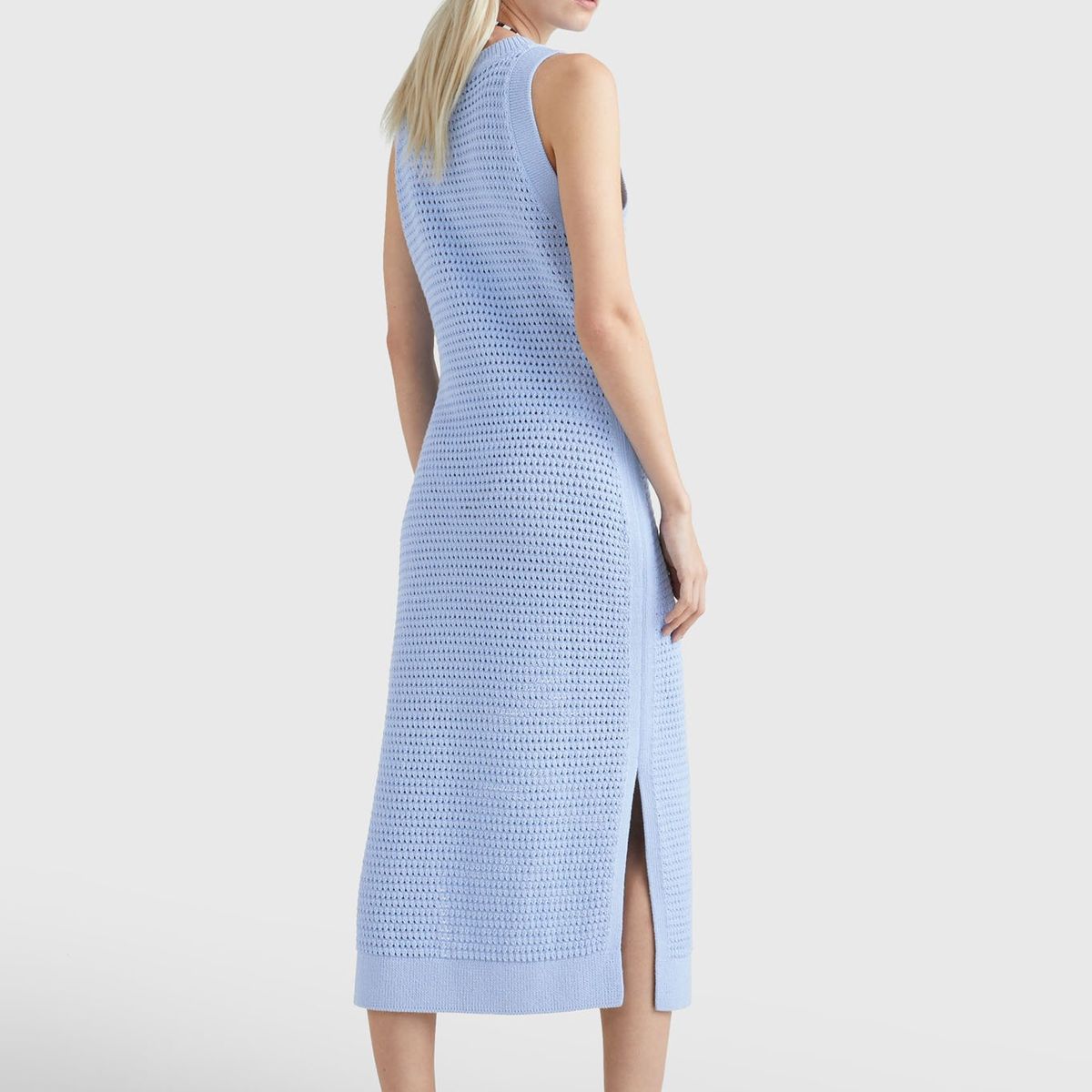 TOMMY HILFIGER - Vestido Midi Tejido Celeste Tommy Hilfiger