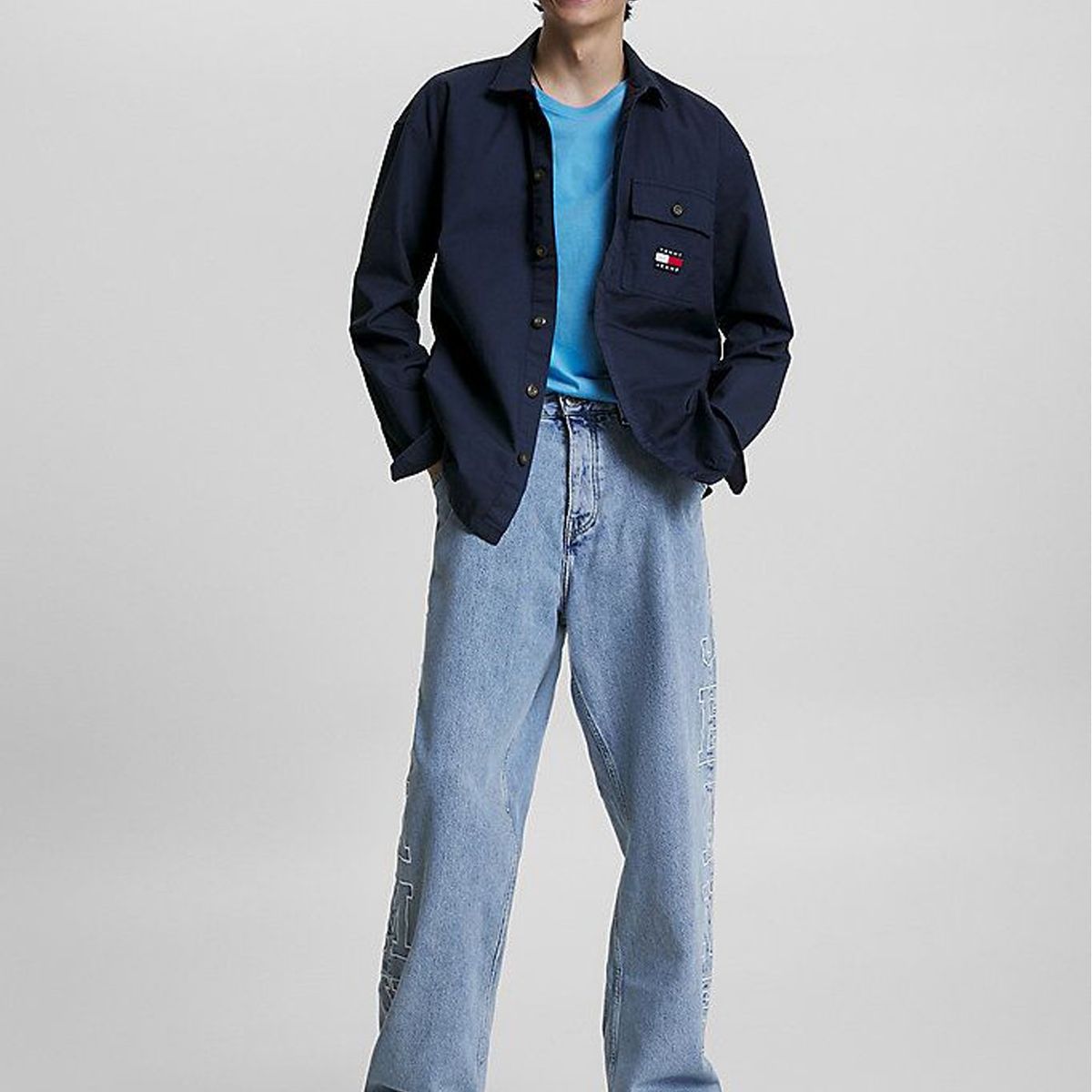 TOMMY HILFIGER - Sobrecamisa Regular De Algodón Azul Tommy Jeans