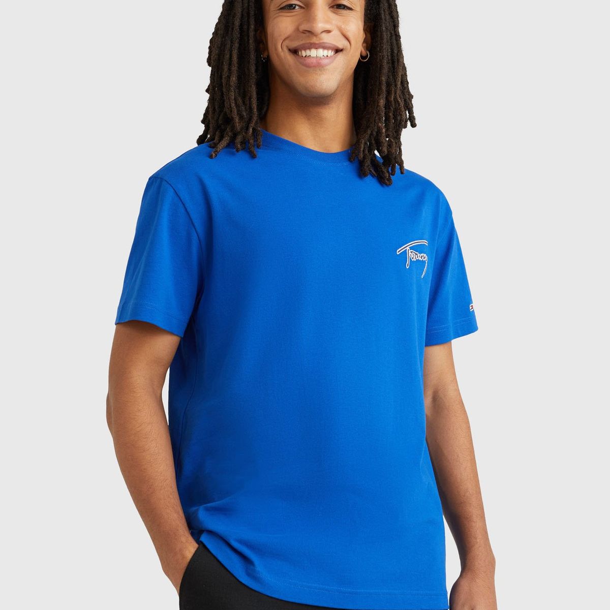 TOMMY HILFIGER - Polera Clásica Signature Azul Tommy Jeans