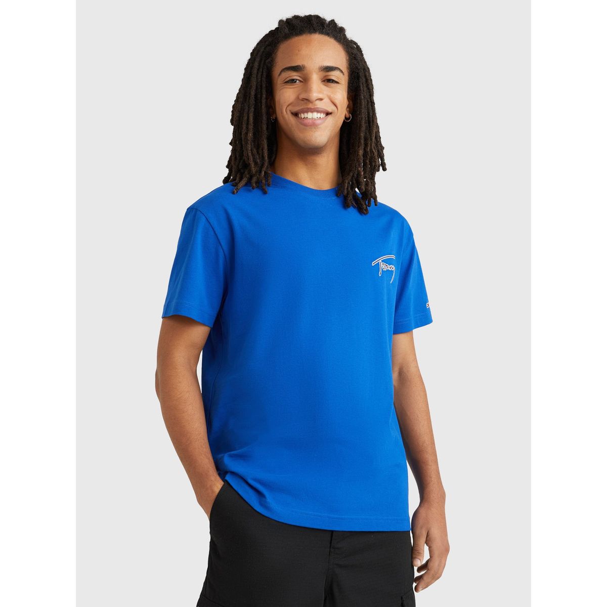 TOMMY HILFIGER - Polera Clásica Signature Azul Tommy Jeans