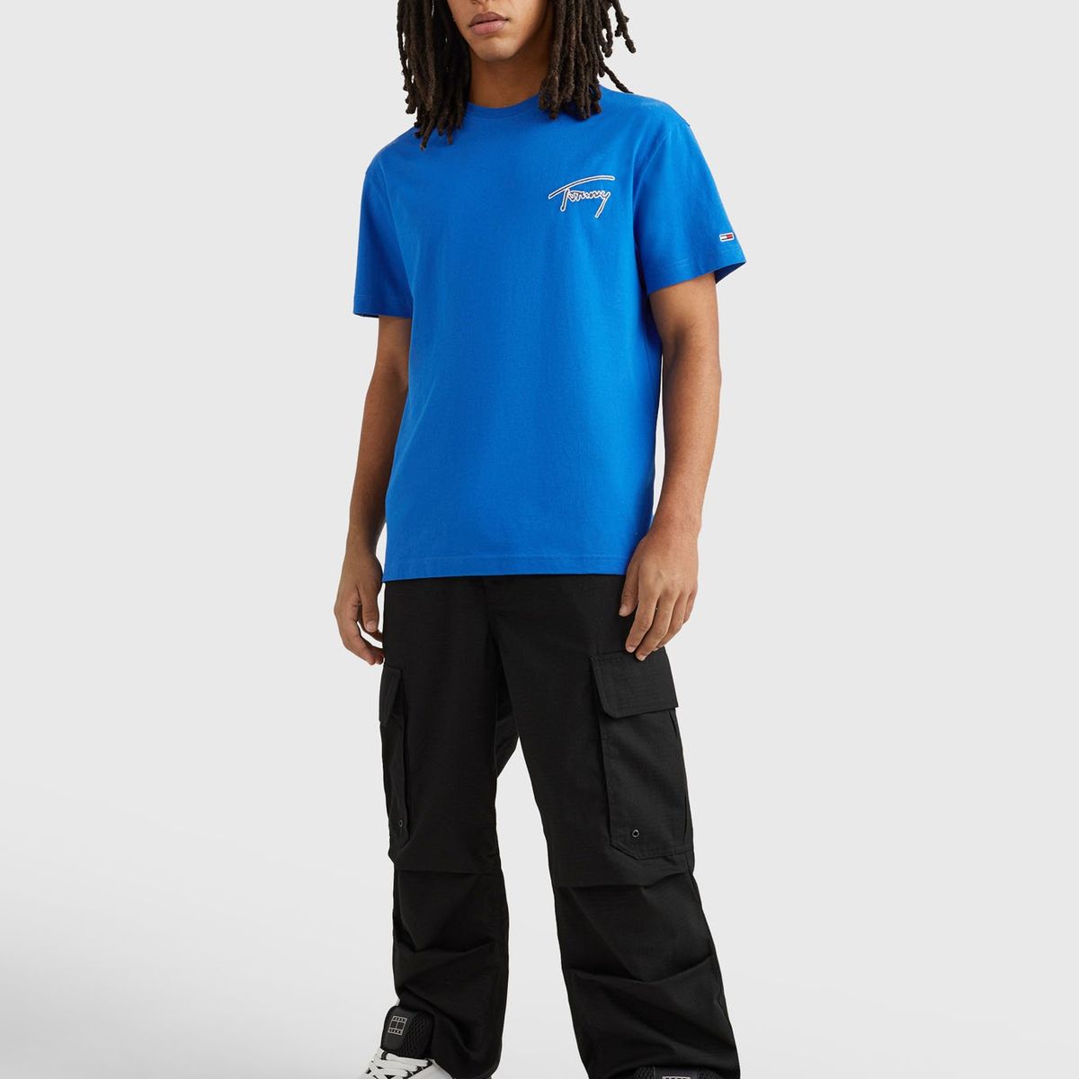 TOMMY HILFIGER - Polera Clásica Signature Azul Tommy Jeans