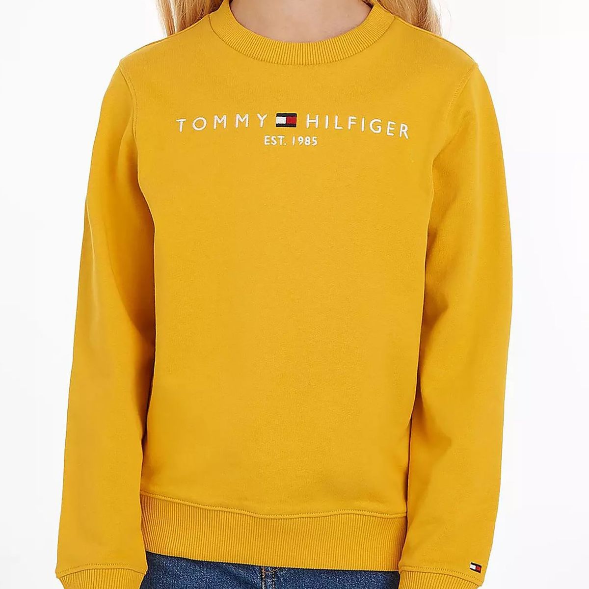 TOMMY HILFIGER - Polerón Essential Con Logo Amarillo Niña Tommy Hilfiger