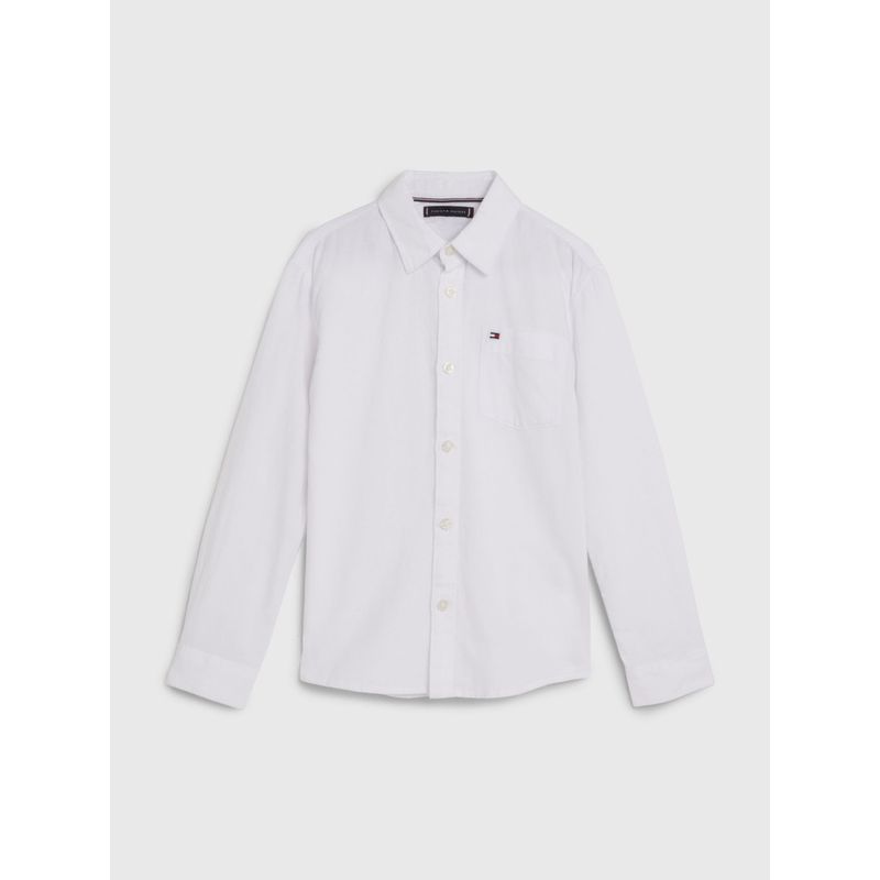 TOMMY HILFIGER - Camisa Relaxed Con Rayas Mixtas Blanco Tommy Hilfiger Niño