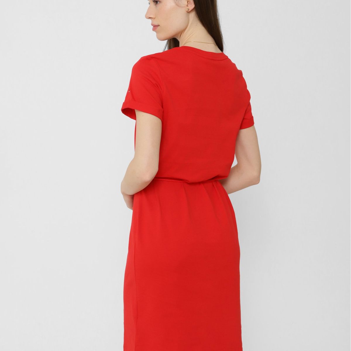 TOMMY HILFIGER - Vestido Regular Print Logo Rojo Tommy Hilfiger