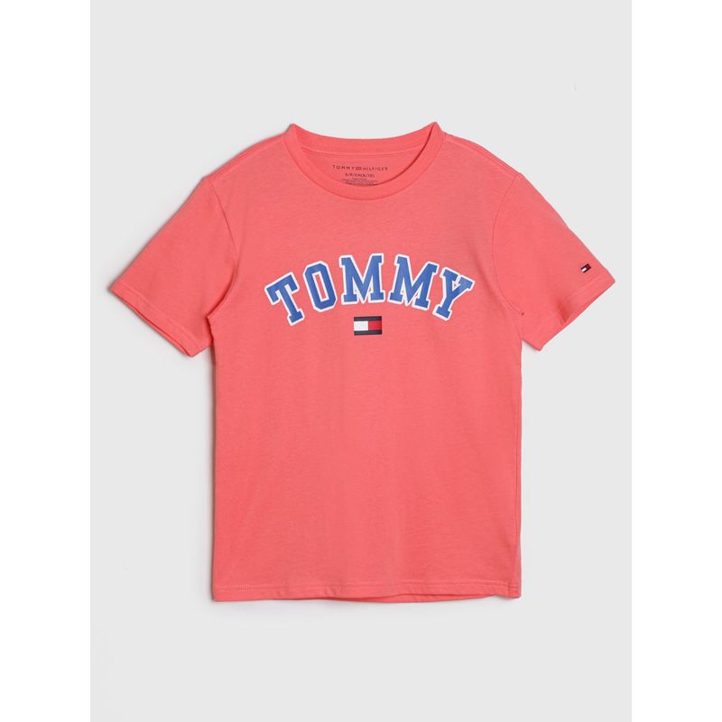 TOMMY HILFIGER - Polera Con Logo Circular Naranjo Tommy Hilfiger Niño