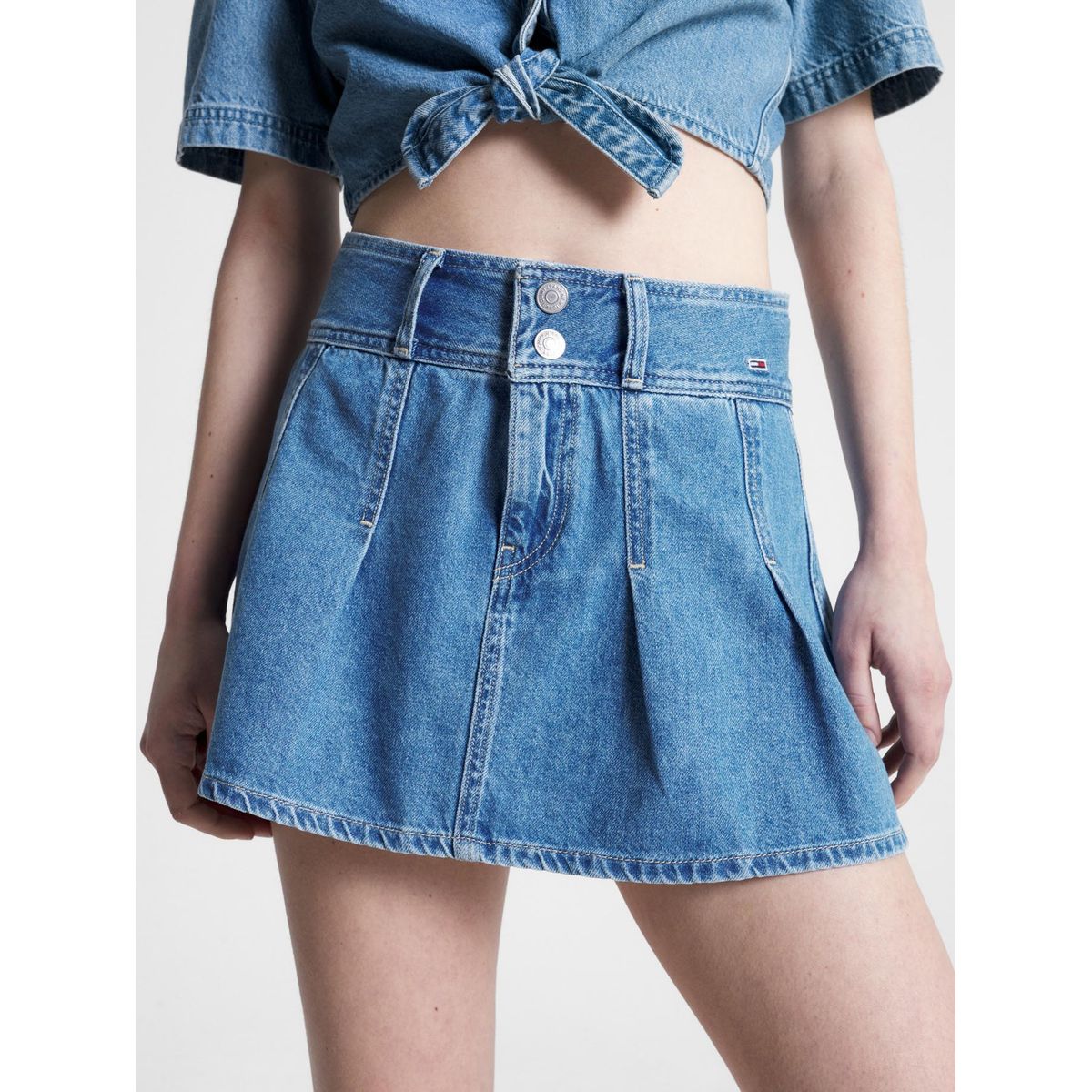 TOMMY HILFIGER - Minifalda Denim Plisada Azul Tommy Jeans
